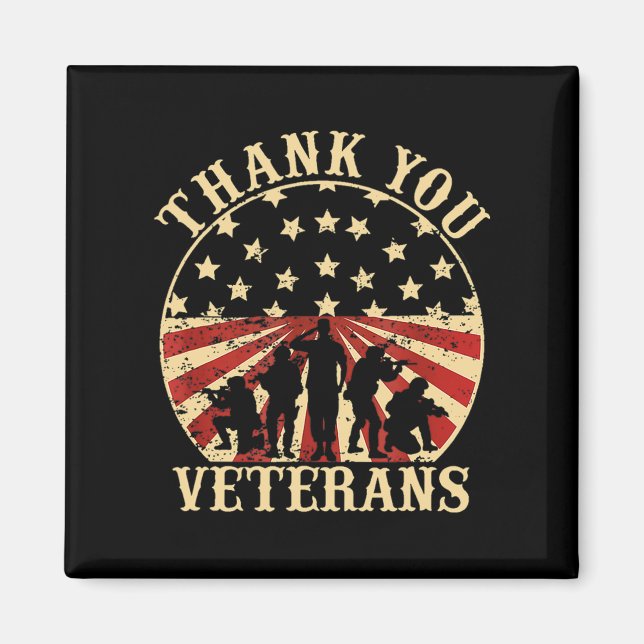 American Flag Veteran Day Thank You Veterans Magnet (Front)