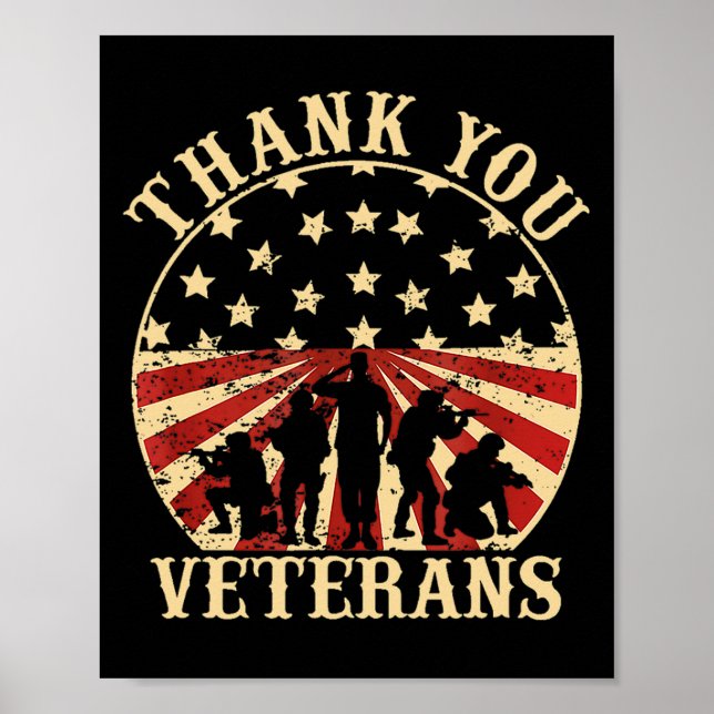 American Flag Veteran Day Thank You Veterans Poster (Front)