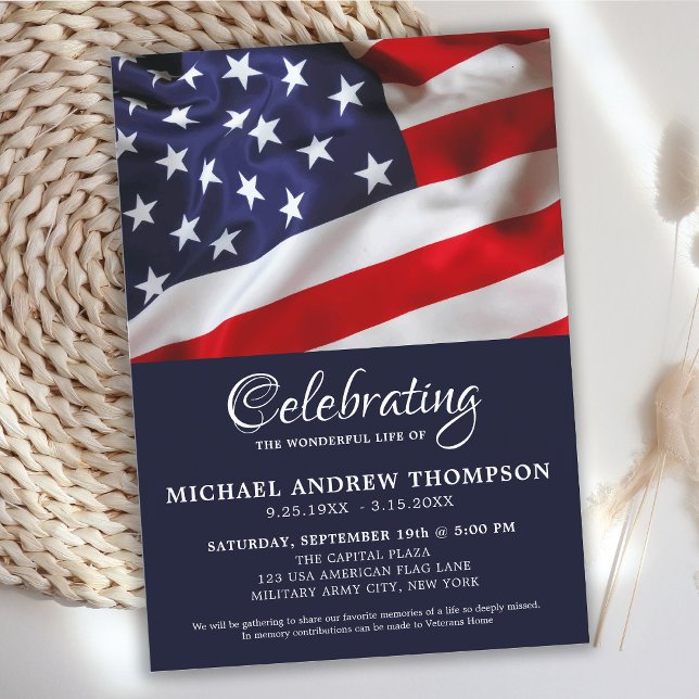 American Flag Veteran Memorial Celebration Of Life Invitation (Creator Uploaded)