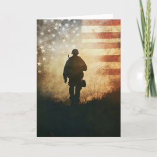 American Flag Veteran Soldier Holiday Card