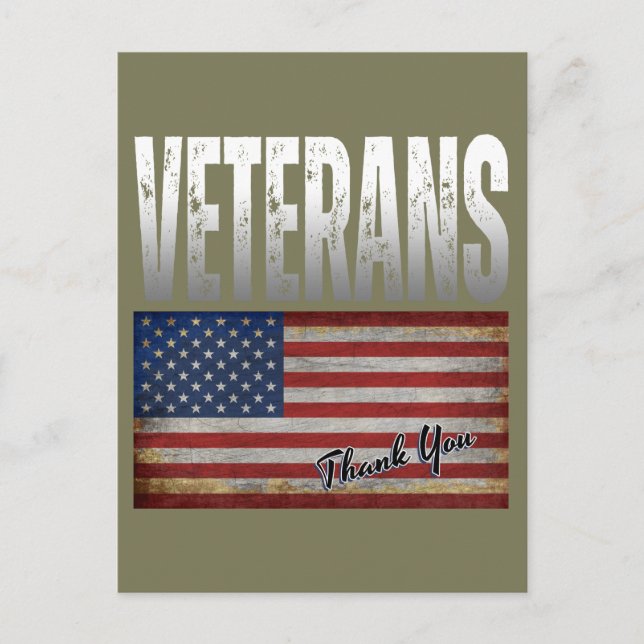 AMERICAN FLAG VETERANS THANK YOU 4TH OF JULY  POSTCARD (Front)