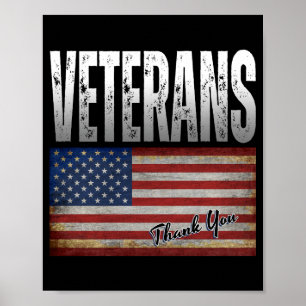 AMERICAN FLAG VETERANS THANK YOU 4TH OF JULY  POSTER