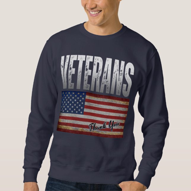 AMERICAN FLAG VETERANS THANK YOU 4TH OF JULY SWEATSHIRT (Front)