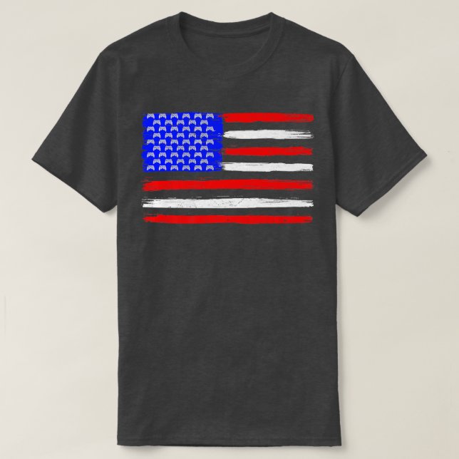 American Flag Video Game Patriotic 4th Of July Chr T-Shirt (Design Front)
