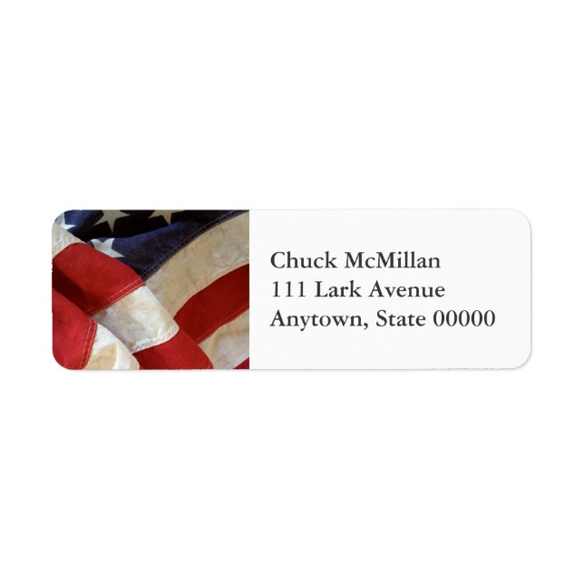 American flag view return address label (Front)