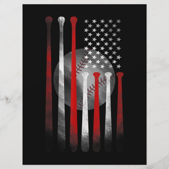 American Flag Vintage Baseball Custom Letterhead (Front)
