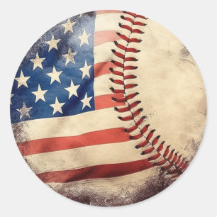 American Flag Vintage Baseball Flag Classic Round Sticker