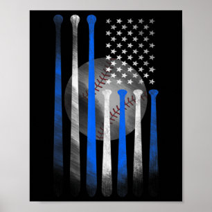 American Flag Vintage Baseball Flag Dad Mum Kid Poster