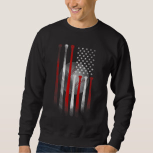 American Flag Vintage Baseball Flag Dad Mum Sweatshirt