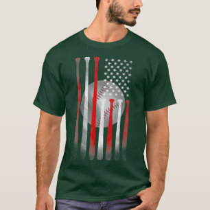 American Flag Vintage Baseball Flag Dad Mum Tee