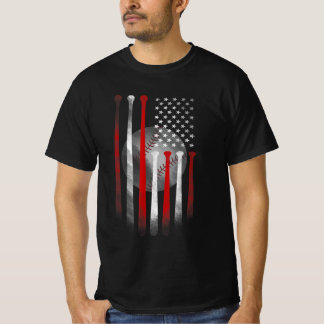 American Flag Vintage Baseball Flag Dad Mum Tee