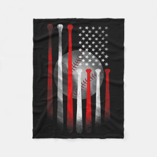 American Flag Vintage Baseball Flag Fleece Blanket