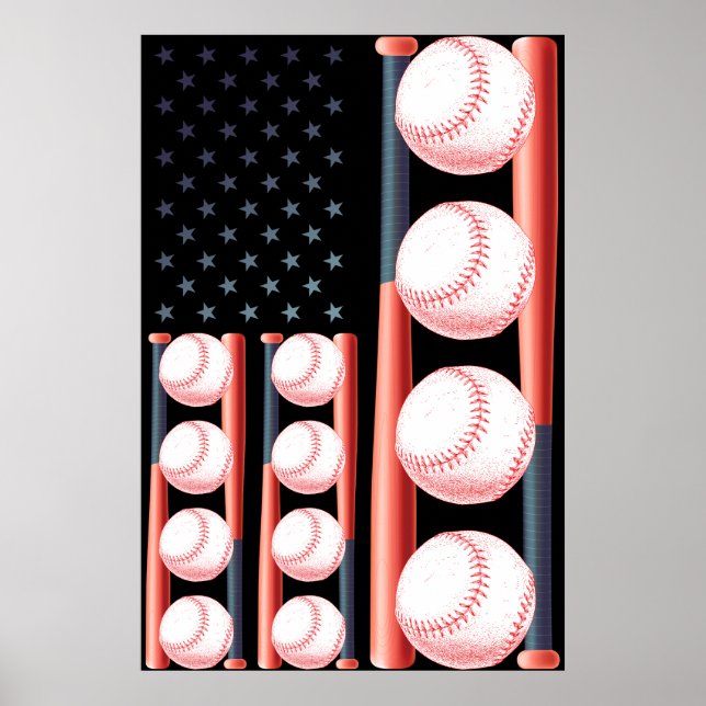 American Flag Vintage Baseball Flag Poster (Front)