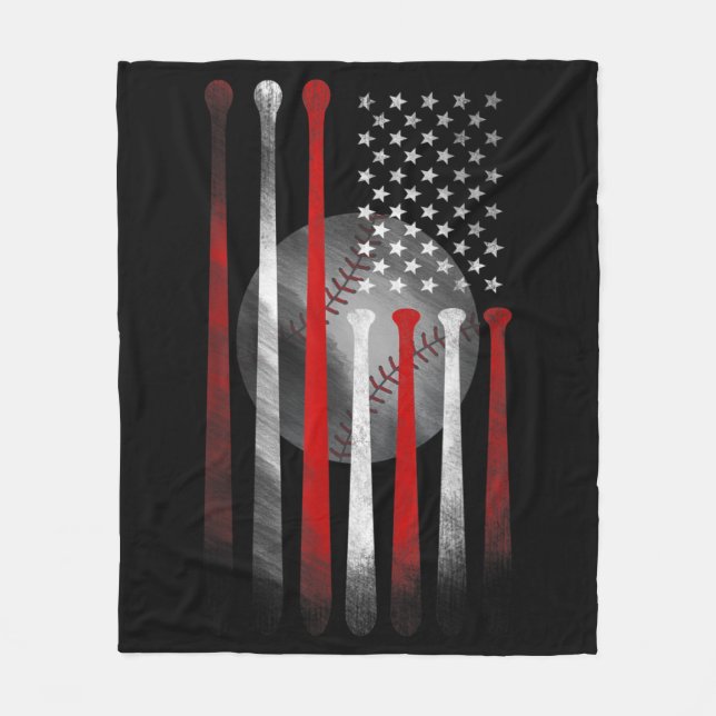 American Flag Vintage Baseball Fleece Blanket (Front)