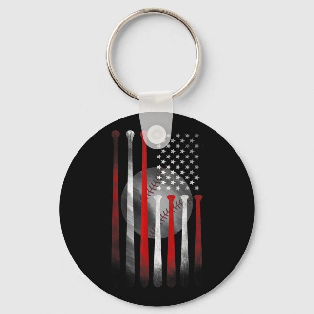 American Flag Vintage Baseball Key Ring (Front)