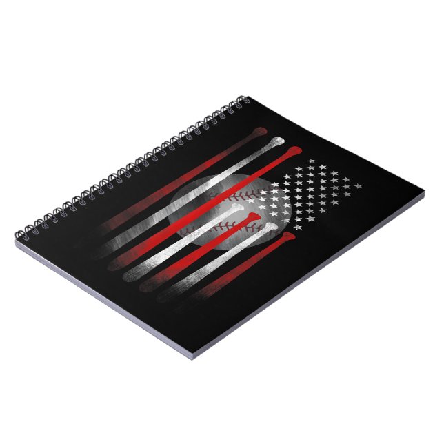 American Flag Vintage Baseball Notebook (Left Side)