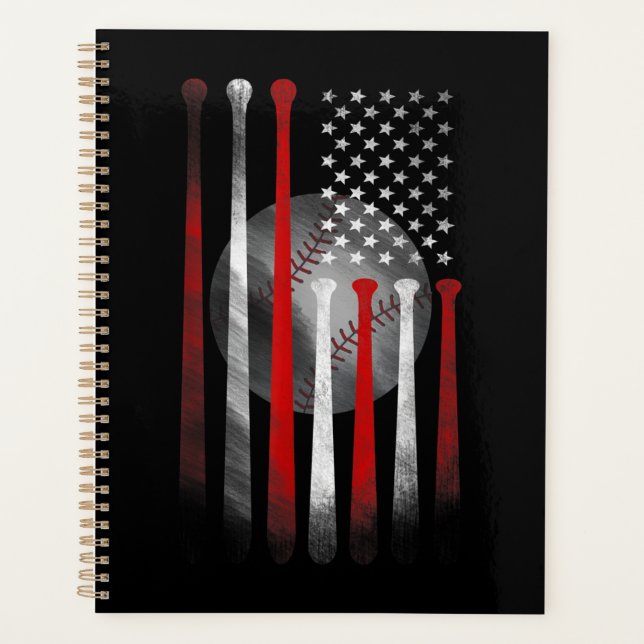 American Flag Vintage Baseball Planner (Front)