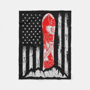 American Flag Vintage Cool Snowboarding Skiing Sno Fleece Blanket