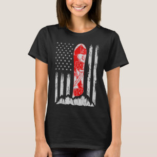 American Flag Vintage Cool Snowboarding Skiing Sno T-Shirt