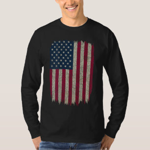 American Flag Vintage Distressed Design on Back US T-Shirt