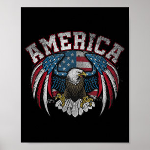 American Flag Vintage Eagle 4th Of July Poster
