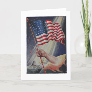 american flag vintage holiday card