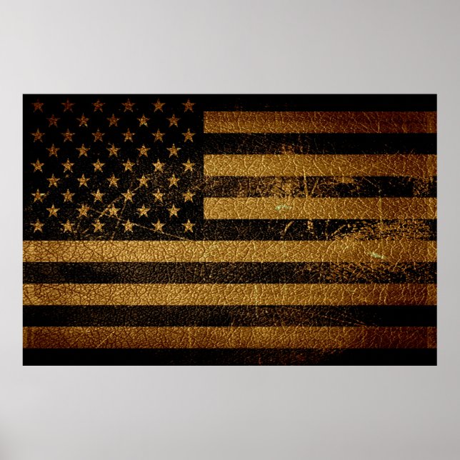 American Flag Vintage Leather #3 Poster (Front)