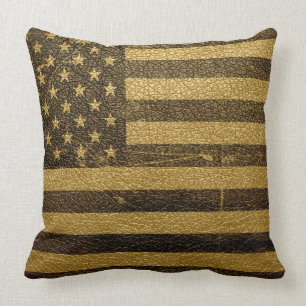 American Flag Vintage Leather Cushion