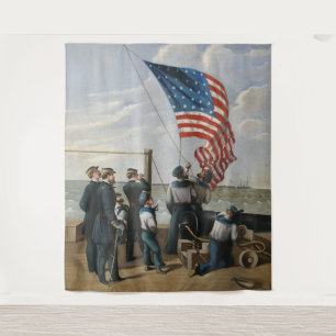 American Flag Vintage Military Navy Painting Art Tapestry