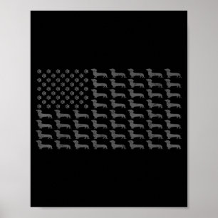 American Flag Vintage Patriotic Dachshund Dad Wein Poster