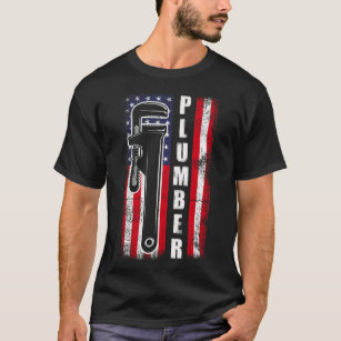 American Flag Vintage Plumbing Plumber Wrench T-Shirt