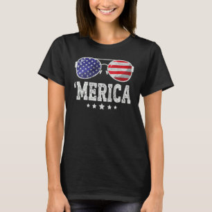American Flag Vintage Retro 4th Of July Merica Sun T-Shirt