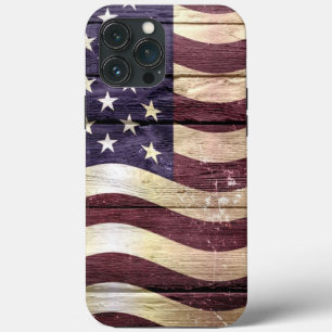 American Flag Vintage Wood iPhone 13 Pro Max Case