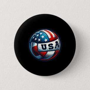 American Flag Volleyball Basketball Patriotic Us 4 6 Cm Round Badge