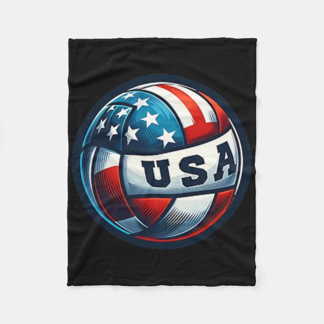 American Flag Volleyball Basketball Patriotic Us 4 Fleece Blanket (Front)