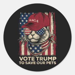 American Flag Vote Trump To Save Our Pets 2024 Classic Round Sticker