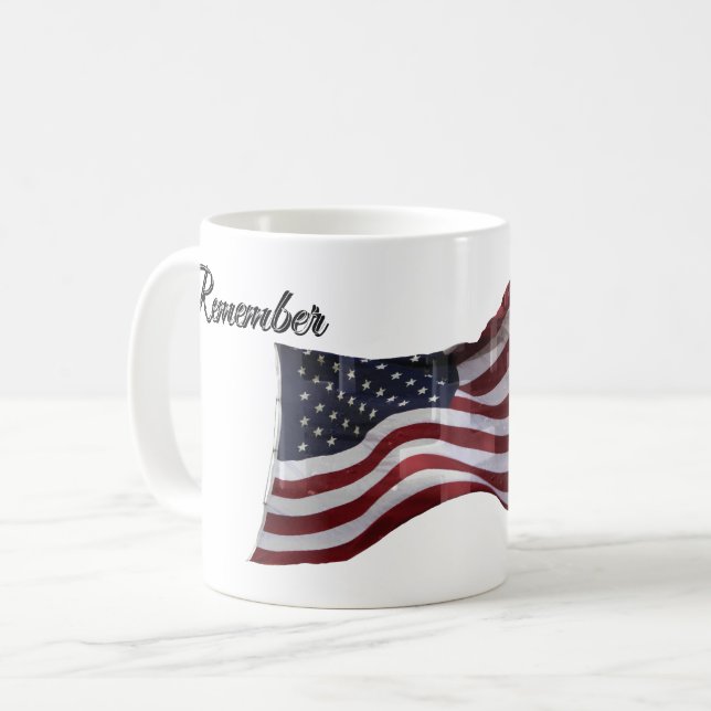 American Flag w/ Crosses - Remember Coffee Mug (Front Left)