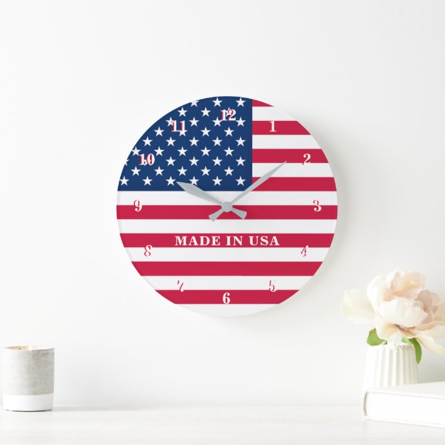 American Flag Wall Clock Patriotic Gift (Home)