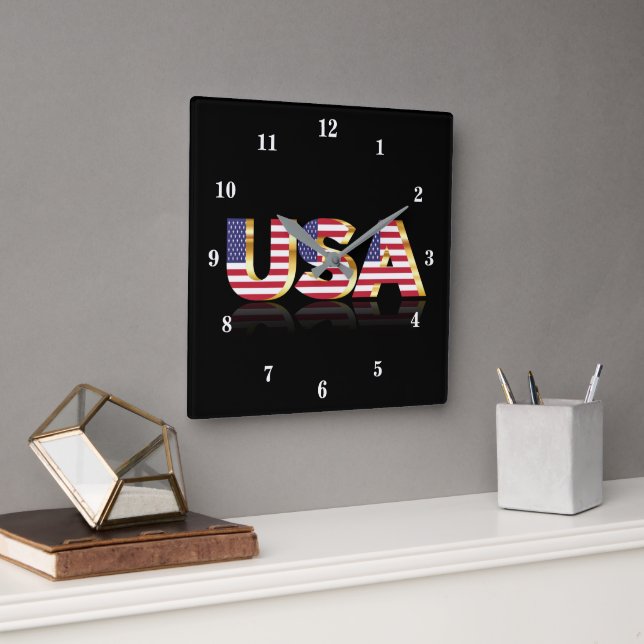 American Flag Wall Clock USA (Office)