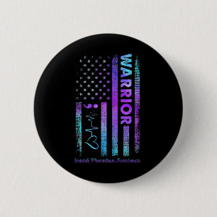 American Flag Warrior Suicide Prevention Awareness 6 Cm Round Badge