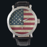 American Flag Watch<br><div class="desc">Style: Men's Vintage Black Leather Strap Watch The Men's Vintage Leather Watch is a big-faced timepiece that will never go out of style. Featuring a three-hand quartz movement and genuine leather strap, this watch’s classic look is great for both formal and fun occasions. Customise the face with your name and...</div>