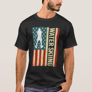 American Flag Water Skiing waterskiing USA men Wat T-Shirt
