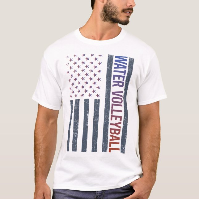 American Flag Water Volleyball T-Shirt (Front)