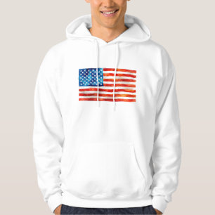 American Flag Watercolor Painting Artistic USA Hoodie