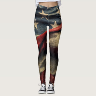 American Flag Waving Design Leggings