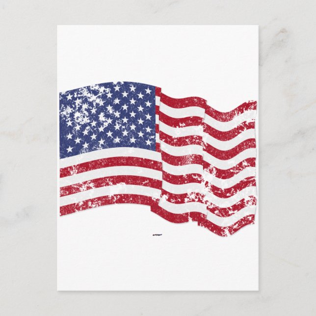 American Flag Waving - Distressed Postcard (Front)