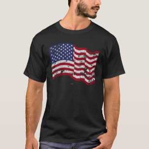American Flag Waving - Distressed T-Shirt