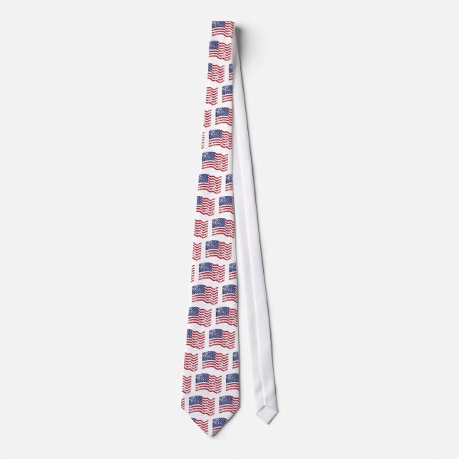 American Flag Waving - Distressed Tie (Front)