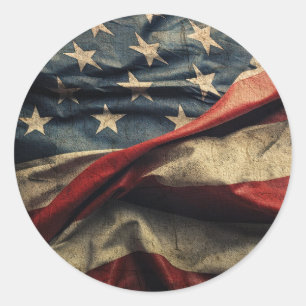 American Flag Waving Fabric Design Classic Round Sticker