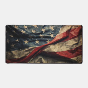 American Flag Waving Fabric Design Desk Mat